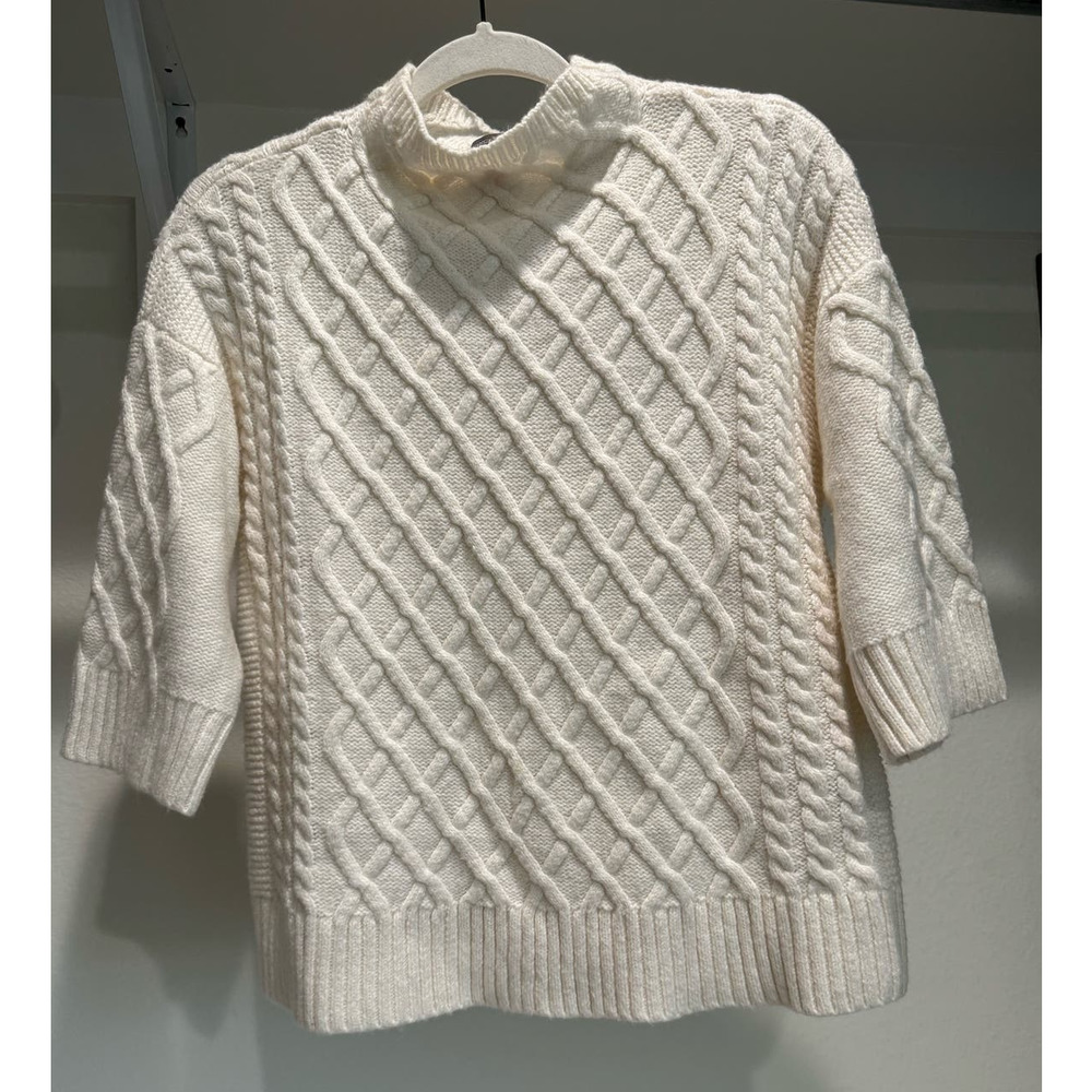Vince Camuto Cream Cable Knit Short Sleeve Sweater